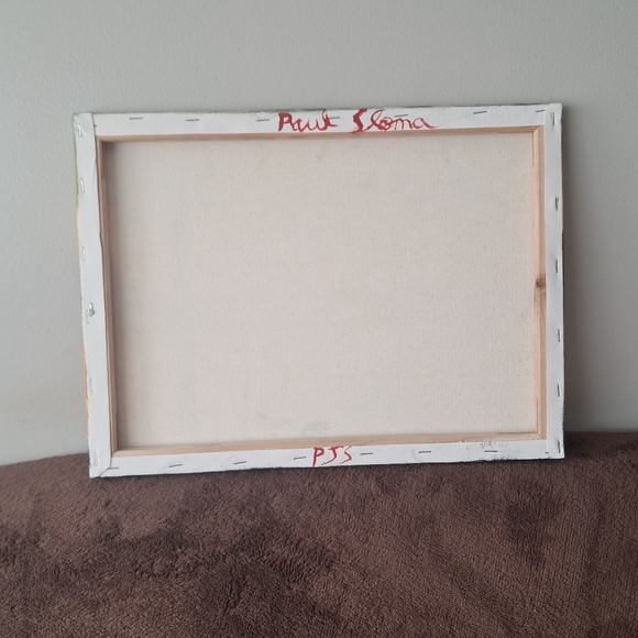 Hand Painted Canvas Oil Paint Landscape Trees Water Seen Silhouette - Picture 5 of 5